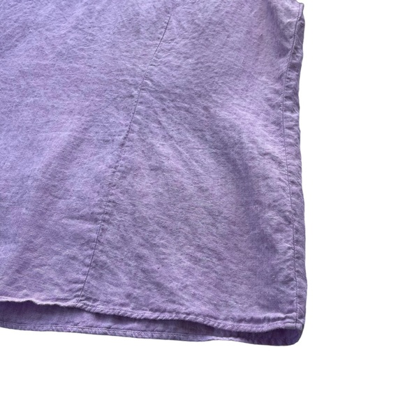 L.L. Bean Women’s 2X Purple Chambray 100% Linen Button Front Short Sleeve Shirt - Picture 10 of 12